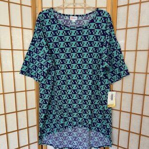 LuLaRoe Shirt. Irma. 2XL. Blue and Teal